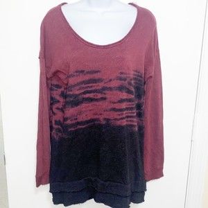 OVERSIZED DISTRESSED BURGUNDY TIE DYE SWEATER MEDIUM